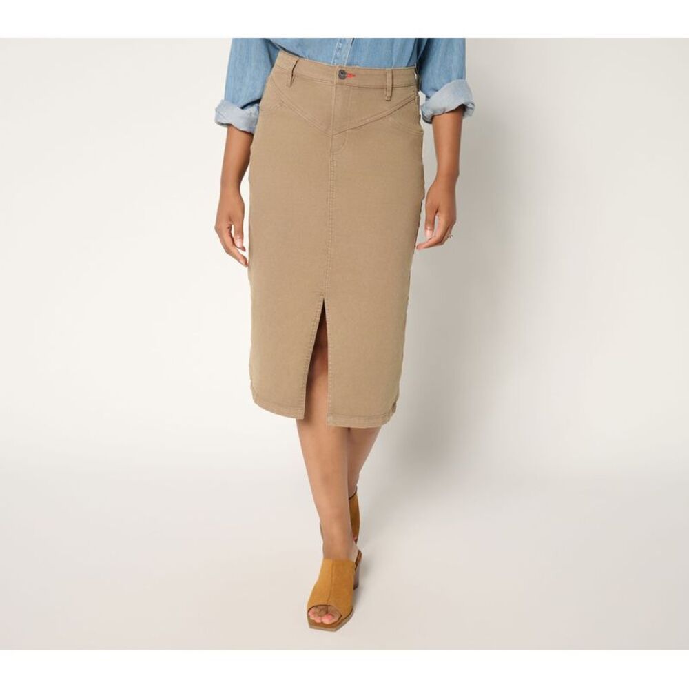 SUNNYLiFE Women's Skirt Sz 0 V-Yoke Denim Midi Brown